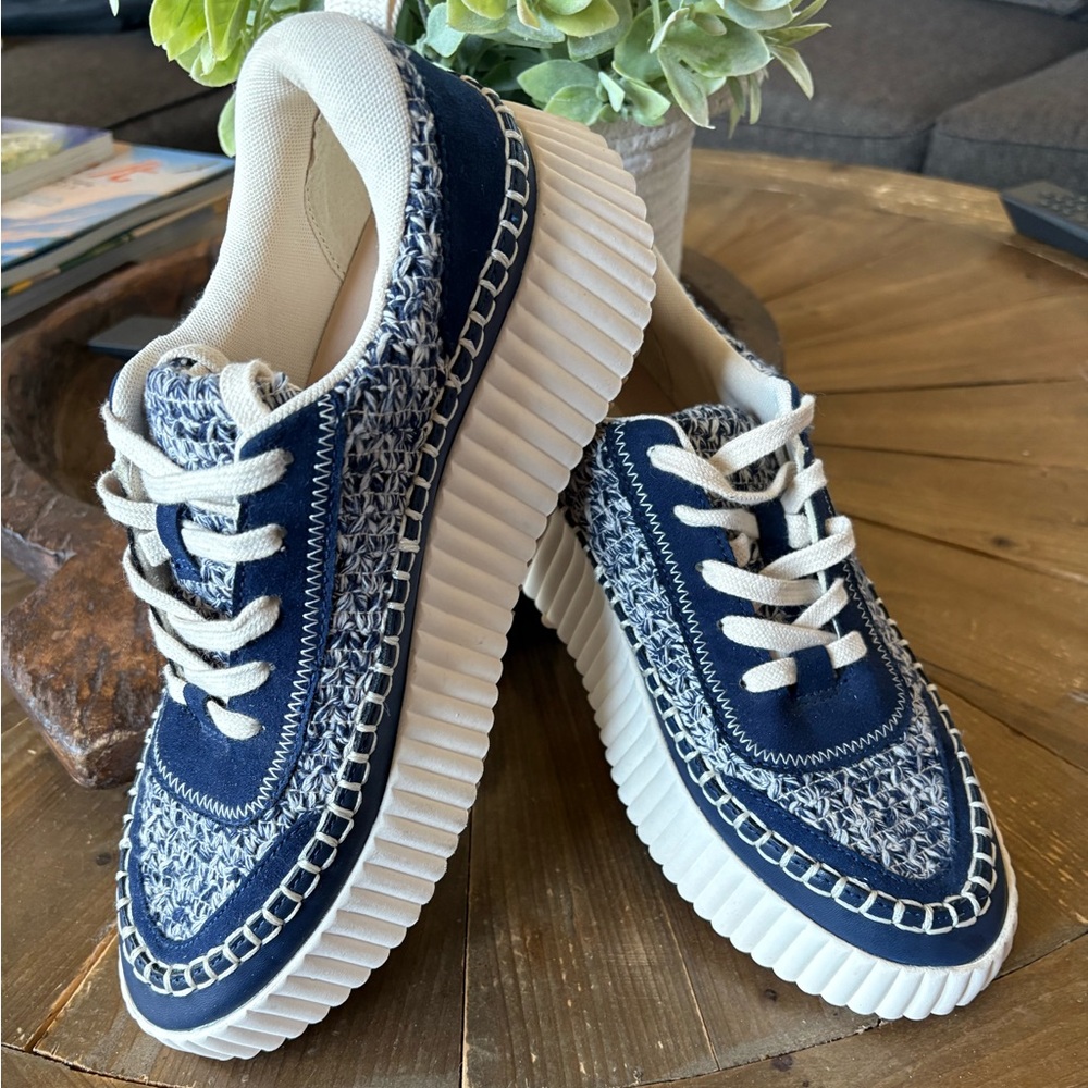 Dolce Vita Navy and White Platform Sneakers
